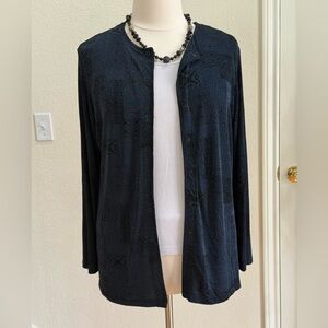 Chico's Design Deep Blue and Black Patterned Cardigan size 16 (Chicos size 3)